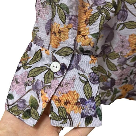 Vince Wisteria Vine Button Up Floral Blouse Size S Purple Bloomcore Office EUC - Picture 5 of 8